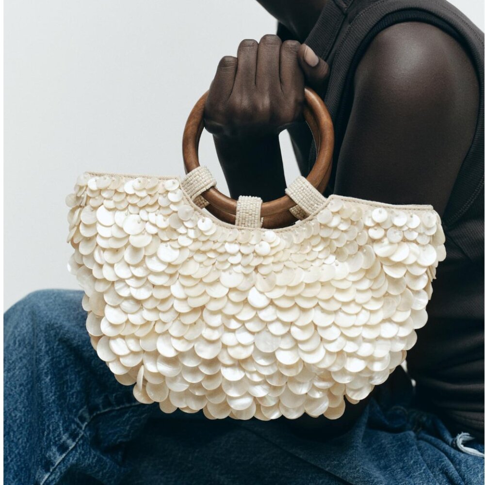 Zara FAUX MOTHER-OF-PEARL APPLIQUÉ BAG